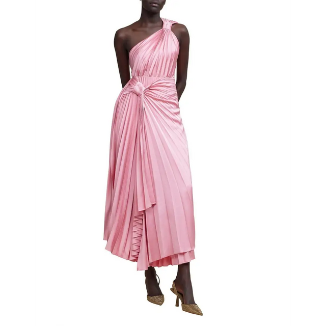 Acler - Illoura Pleated Dress - 16 / Pink - Dresses