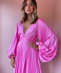 Acler Palms Pleat Dress - 12 / Pink - Dresses