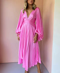 Acler Palms Pleat Dress - 12 / Pink - Dresses