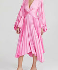 Acler Palms Pleat Dress - 12 / Pink - Dresses