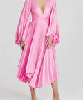 Acler Palms Pleat Dress - 12 / Pink - Dresses