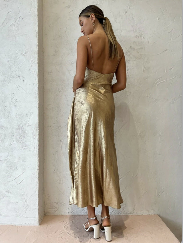 Acler Queensbridge Midi Dress - 8 / Gold - Dresses