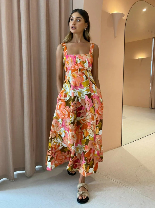 Acler Tate Dress in Pink Bouquet - 8 / Multi - Dresses