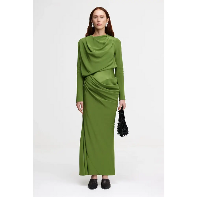 Acler Wodden Maxi Dress - Fern Green - Dresses