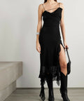 Acne Studios Open-back Asymmetric Ruffled Chiffon Dress - Black / 8 - Dresses