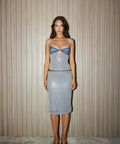 Acre Lou Dinner Plans Midi Skirt and Bodice Smoke - 8 / Blue - Outfit Sets