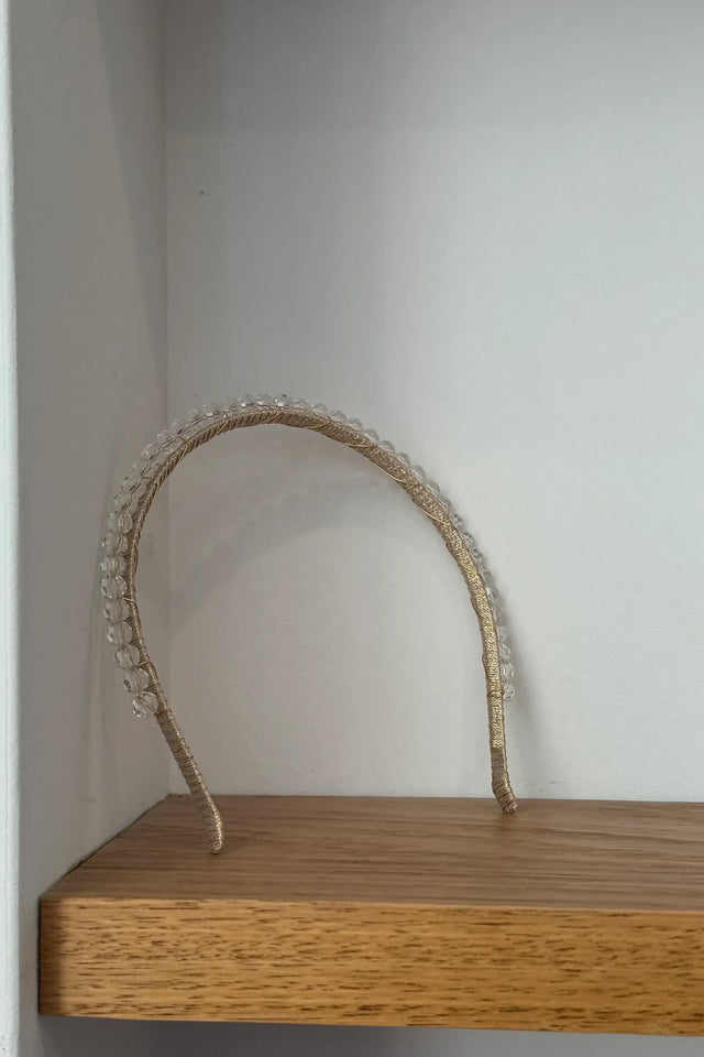 A’el Este Crystal Beaded Gold Headband - Gold - Headbands