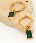 Afine Mia Emerald Earrings - Gold - Earrings