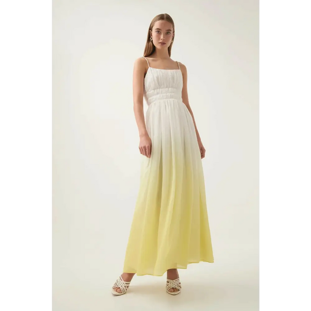 Aje Acapella Ruched Midi Dress Sunrise Ombre - 12 / Multi - Dresses