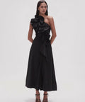 Aje Adelia Ruffle Midi Dress Black Size 10 - 10 / Black - Dresses