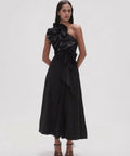 Aje Adelia Ruffle Midi Dress Black Size S/AU 8 - 8 / Black - Dresses