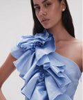 Aje Adelia Ruffle Midi Dress Blue - 8 / Blue - Dresses