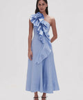 Aje Adelia Ruffle Midi Dress Blue - 8 / Blue - Dresses