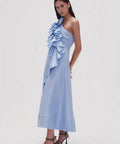 Aje Adelia Ruffle Midi Dress Blue - 8 / Blue - Dresses