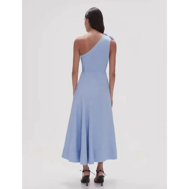 AJE - Adelia Ruffle Midi Dress - Light Sky - 14 / Blue - Dresses
