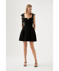 Aje Amber Knit Tie Mini Dress - 6 / Black - Dresses