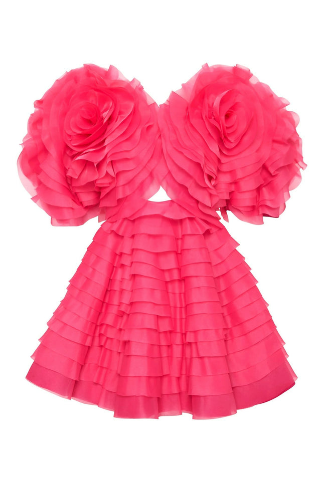 Aje Amour Ruffle Mini Dress - 8 / Pink - Dresses