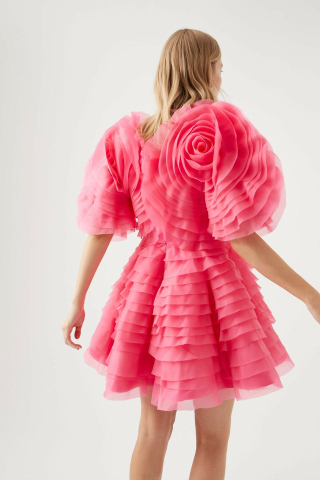 Aje Amour Ruffle Mini Dress - 8 / Pink - Dresses
