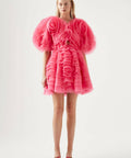 Aje Amour Ruffle Mini Dress - 8 / Pink - Dresses