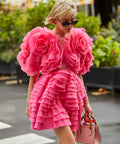 Aje Amour Ruffle Mini Dress - 8 / Pink - Dresses