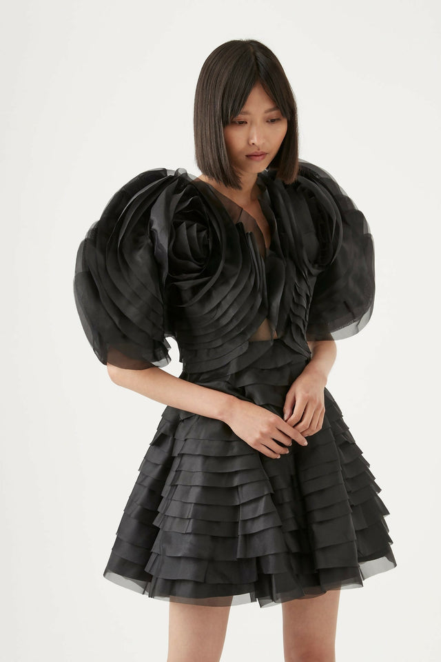 Aje Amour Ruffle Mini Dress | Black - Dresses