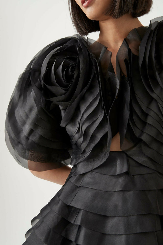 Aje Amour Ruffle Mini Dress | Black
