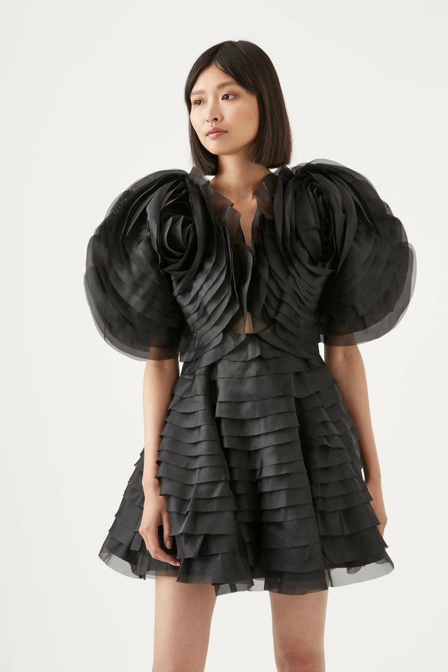 Aje Amour Ruffle Mini Dress | Black - Dresses