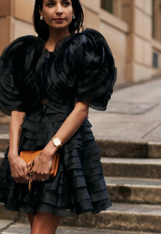 Aje Amour Ruffle Mini Dress | Black