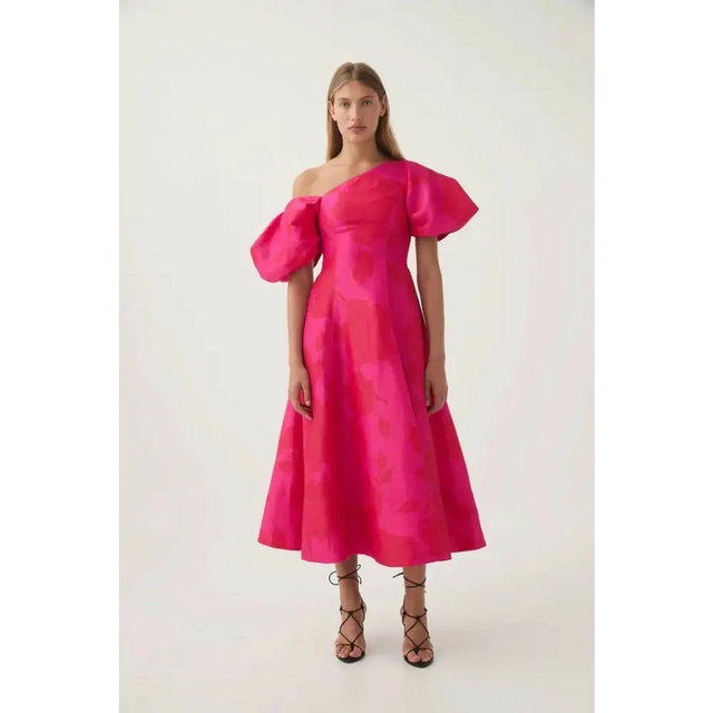 Aje Arista Tulip Sleeve Midi - 14 / Magenta - Dresses