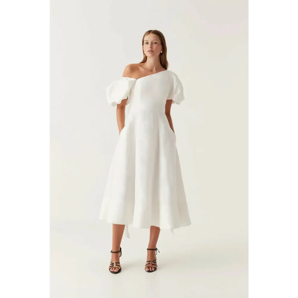 knee length dresses for ladies Aje Arista Tulip Sleeve Midi Dress Falling Florals main image 0