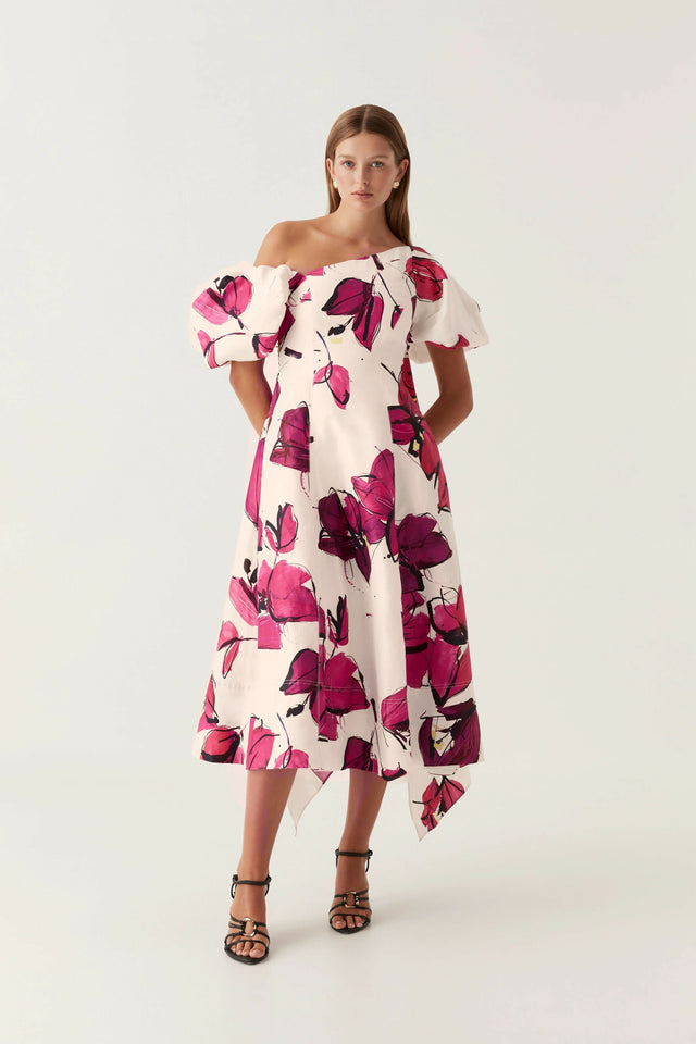 Aje Arista Tulip Sleeve Midi Dress Falling Florals | Passion For Fashion Aje Arista Tulip Sleeve Midi Dress Falling Florals | Passion For Fashion