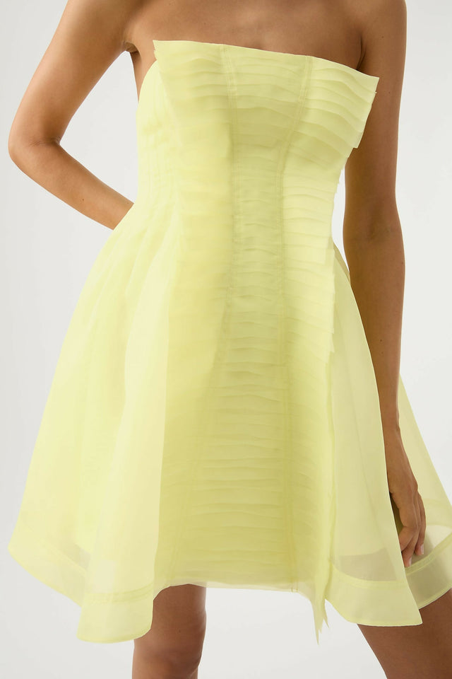 Aje Astrid Strapless Mini Dress - 8 / Yellow - Dresses