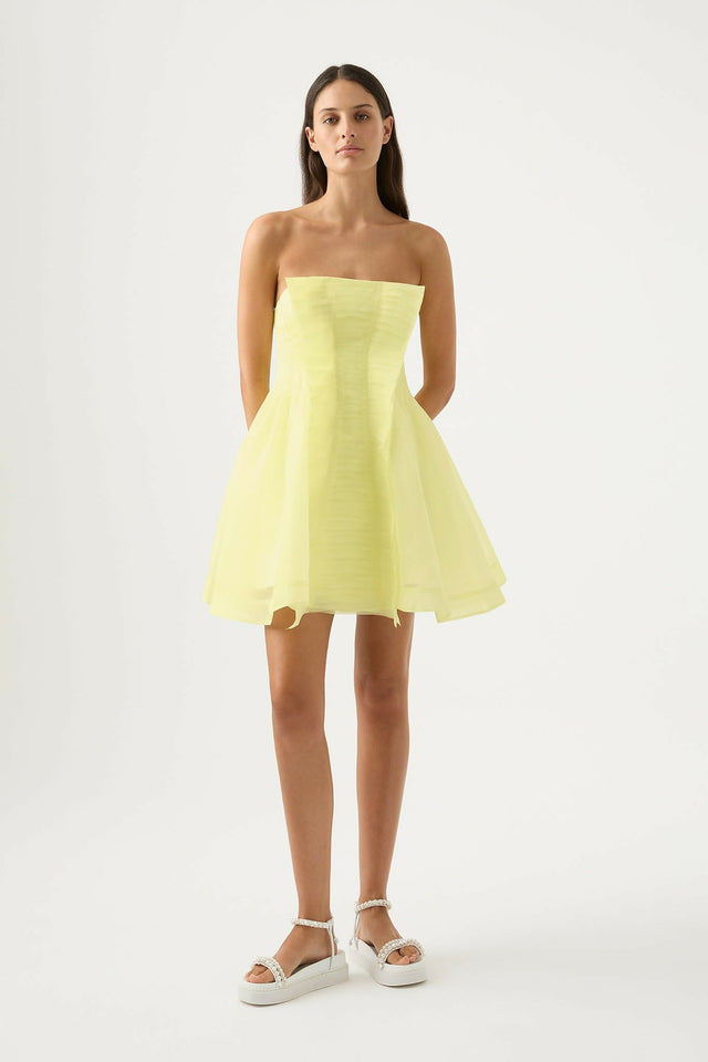 Aje Astrid Strapless Mini Dress - 8 / Yellow - Dresses