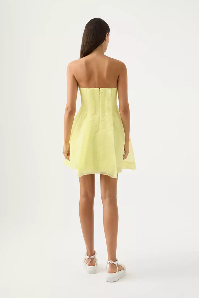 Aje Astrid Strapless Mini Dress Lemon Yellow Size 8 - 8 / Yellow - Dresses