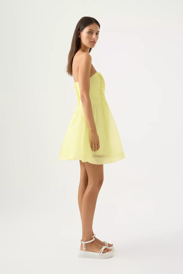Aje Astrid Strapless Mini Dress Lemon Yellow Size 8 - 8 / Yellow - Dresses