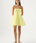 Aje Astrid Strapless Mini Dress Lemon Yellow Size 8 - 8 / Yellow - Dresses