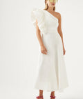 Aje Bonjour Asymmetric Midi Dress - 8 / White - Dresses
