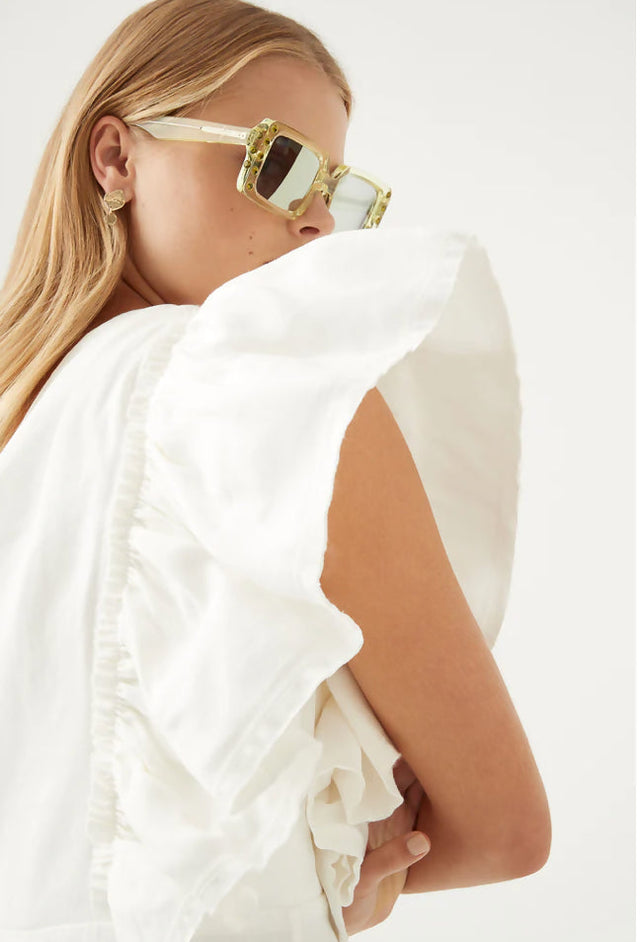 Aje Bonjour Asymmetric Midi Dress - 8 / White - Dresses