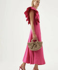 Aje Bonjour Asymmetric Midi Dress Pink - 12 / Pink - Dresses