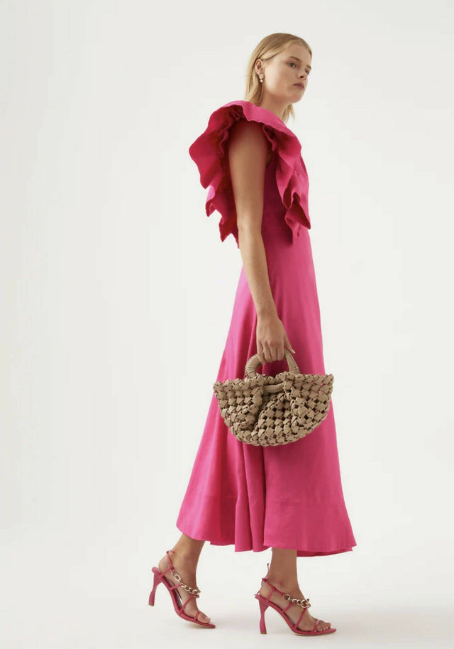 Aje Bonjour Asymmetric Midi Dress Pink - 12 / Pink - Dresses
