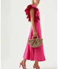 Aje Bonjour Aysmmetric Midi Dress - Fuchsia - Dress