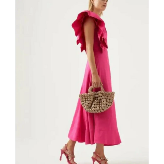 Aje Bonjour Aysmmetric Midi Dress - Fuchsia - Dress