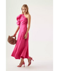 Aje Bonjour Aysmmetric Midi Dress - Fuchsia - Dress