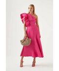 Aje Bonjour Aysmmetric Midi Dress - Fuchsia - 8 / Pink - Dress
