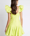 Aje Breathless Frill Mini Dress Lime Green - Dresses