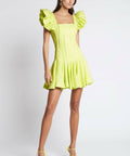 Aje Breathless Frill Mini Dress Lime Green - Dresses