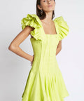 Aje Breathless Frill Mini Dress Lime Green - Dresses