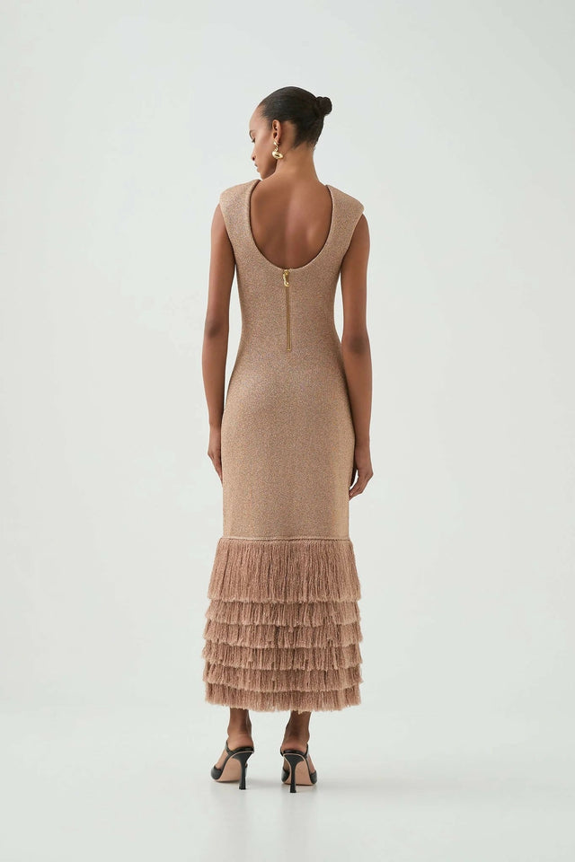 Aje Breeze Knit Midi Dress Rose Gold - 6 / Gold - Dresses