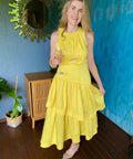 Aje Caliente Tiered Cut Out Dress - 12 / Yellow - Dresses