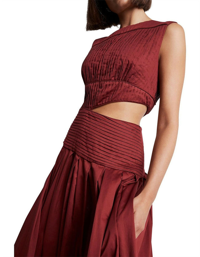 Aje Cascade Cut out Dress - 10 / Red - Dresses